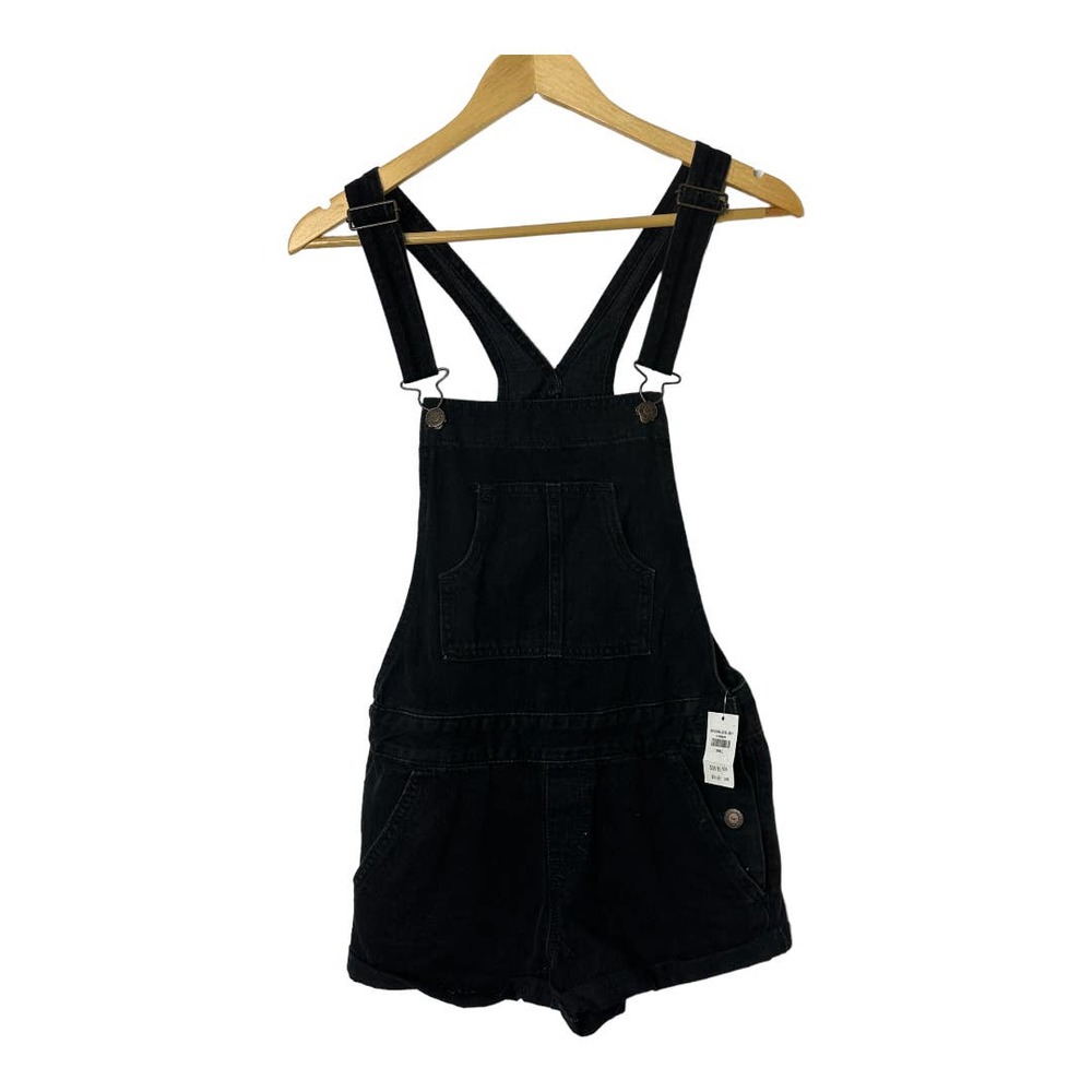 Hollister Black Denim Shortalls Overalls Women's Size Small